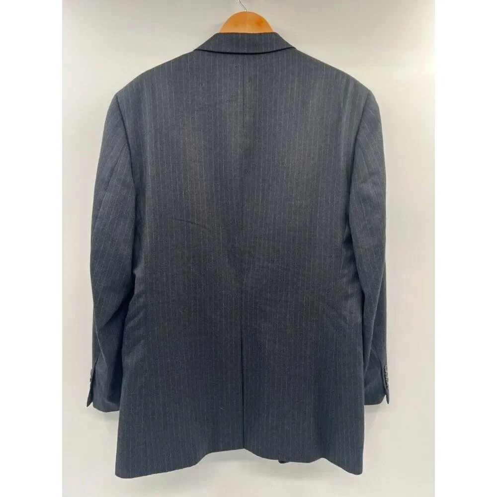 Jos A Bank Men 44L Dark Gray Stripe Wool‎ Blend Blazer Sports Coat Suit Jacket